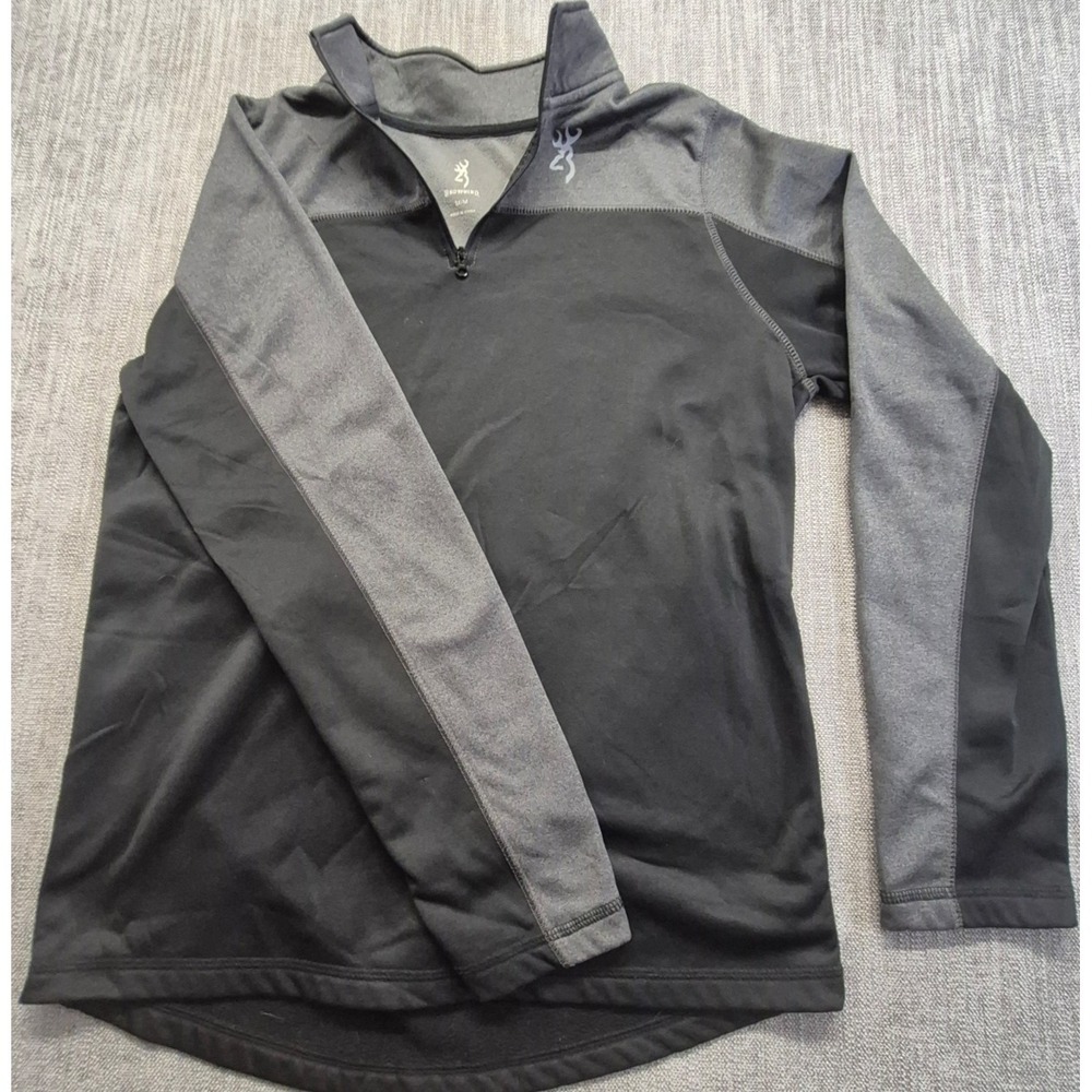 Browning men's black/gray 1/4 zip pullover Medium outdoors hunting‎ hiking